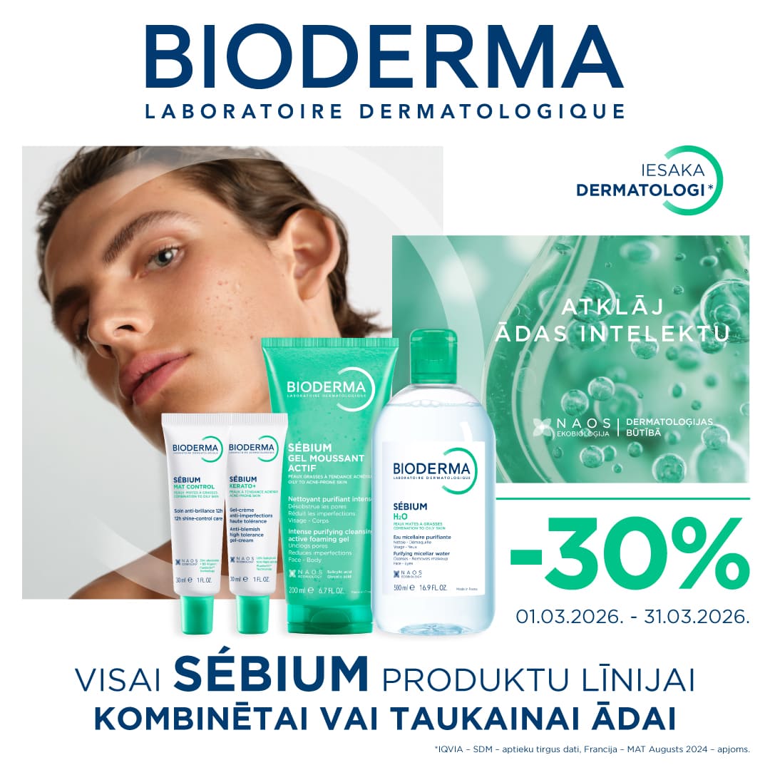 Bioderma Sebium līnijas produktiem 30% atlaide!